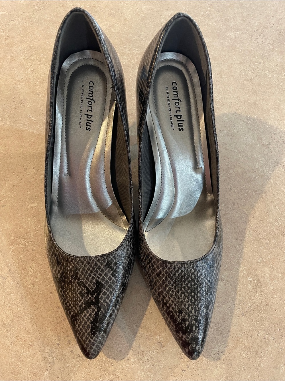comfort plus by Predictions Brown Snake-Print Pointed Toe Pumps